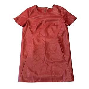 FRNCH Short Sleeve Faux Leather T Shirt Dress Brick Red Size M